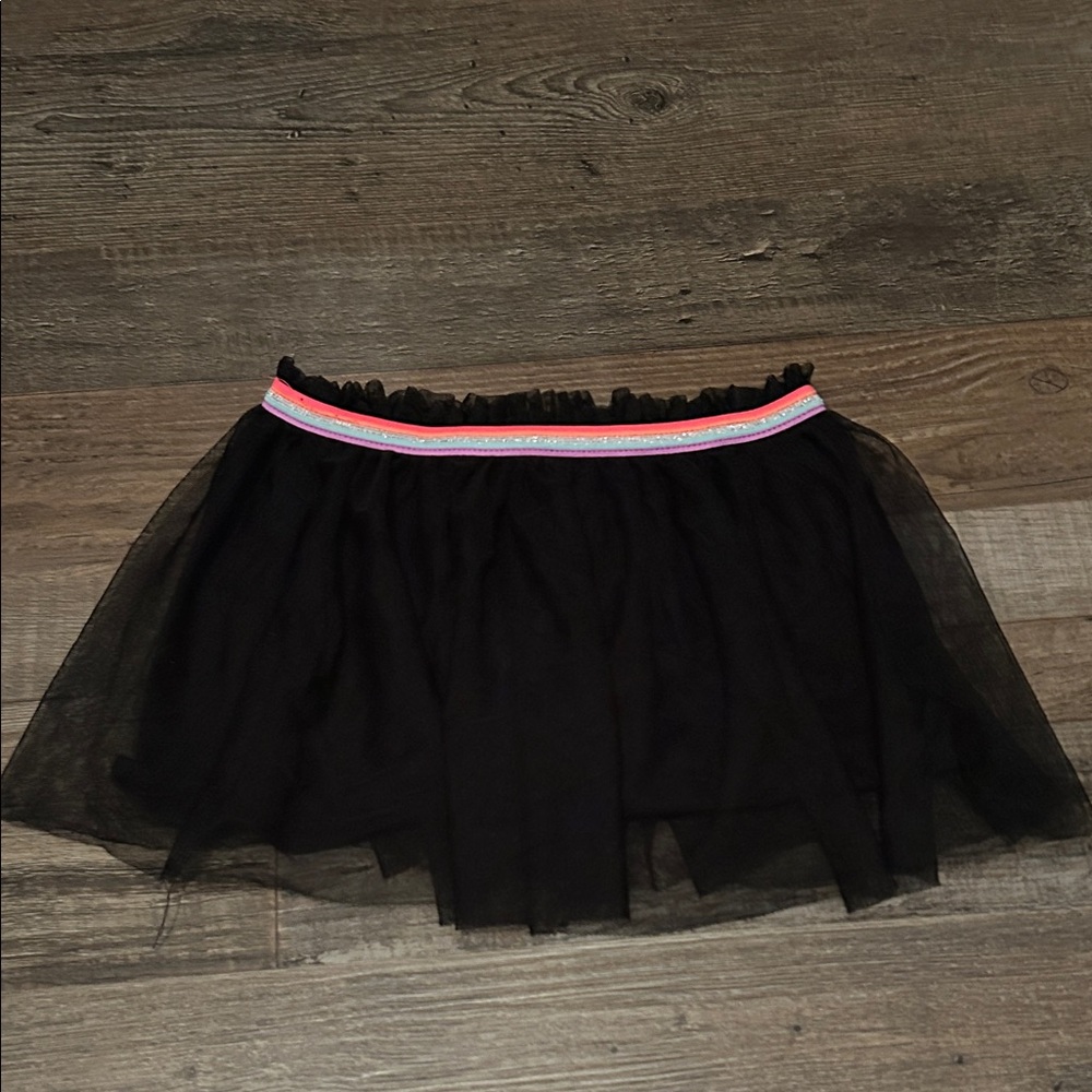 Black Tulle Skirt with Pink Accent